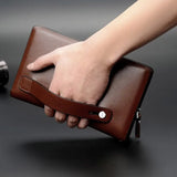 Men's Double Zipper Clutch Wallet Retro Handbag Business