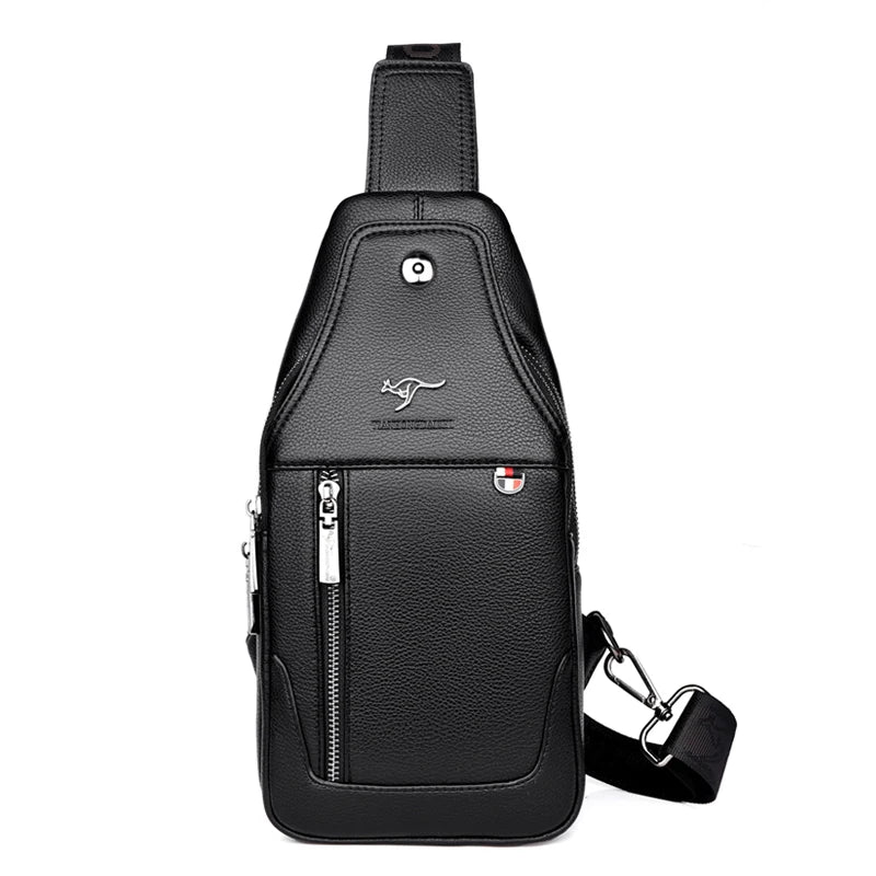 Men Leather Messenger Bag Chest Pack Vintage Crossbody Shoulder Bag