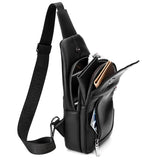 Men Leather Messenger Bag Chest Pack Vintage Crossbody Shoulder Bag