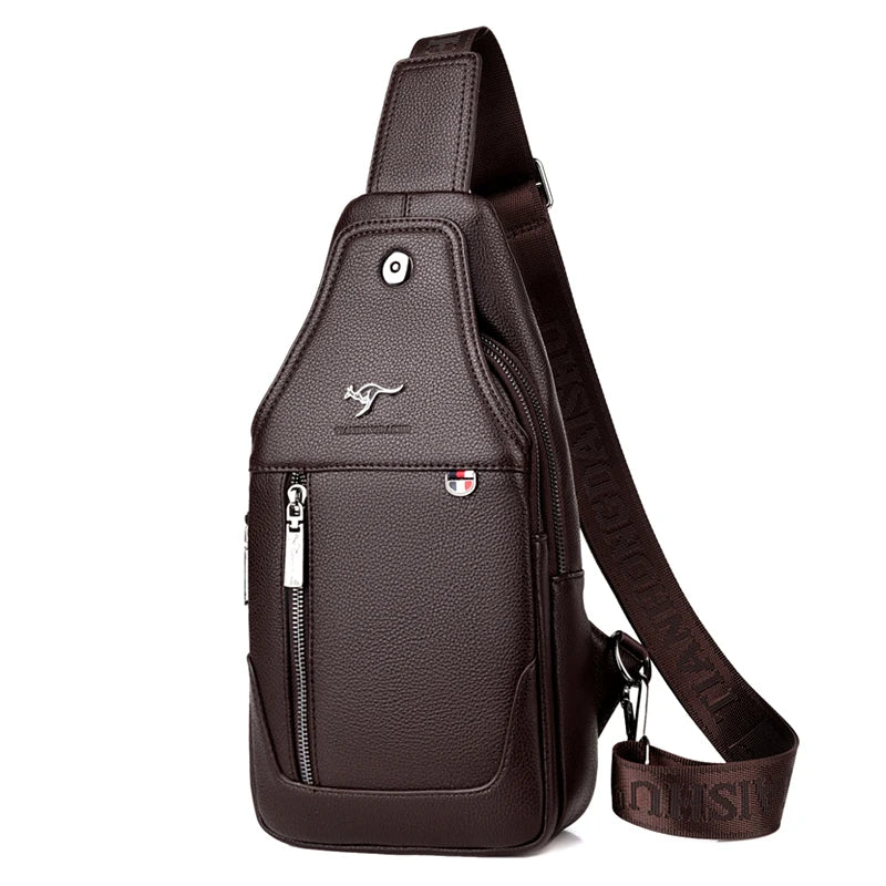 Men Leather Messenger Bag Chest Pack Vintage Crossbody Shoulder Bag