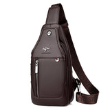 Men Leather Messenger Bag Chest Pack Vintage Crossbody Shoulder Bag