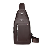 Men Leather Messenger Bag Chest Pack Vintage Crossbody Shoulder Bag