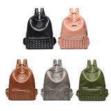 Rivets PU Backpack Women Teenage Student Waterproof School Bag