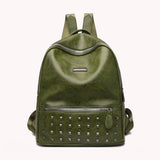 Rivets PU Backpack Women Teenage Student Waterproof School Bag