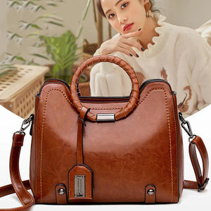 Vintage High Shoulder Bag for Women Retro PU Leather