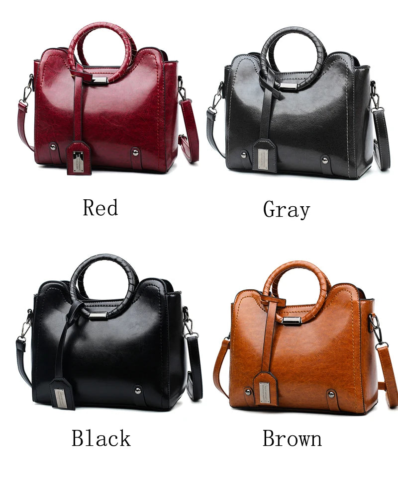 Vintage High Shoulder Bag for Women Retro PU Leather