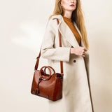 Vintage High Shoulder Bag for Women Retro PU Leather