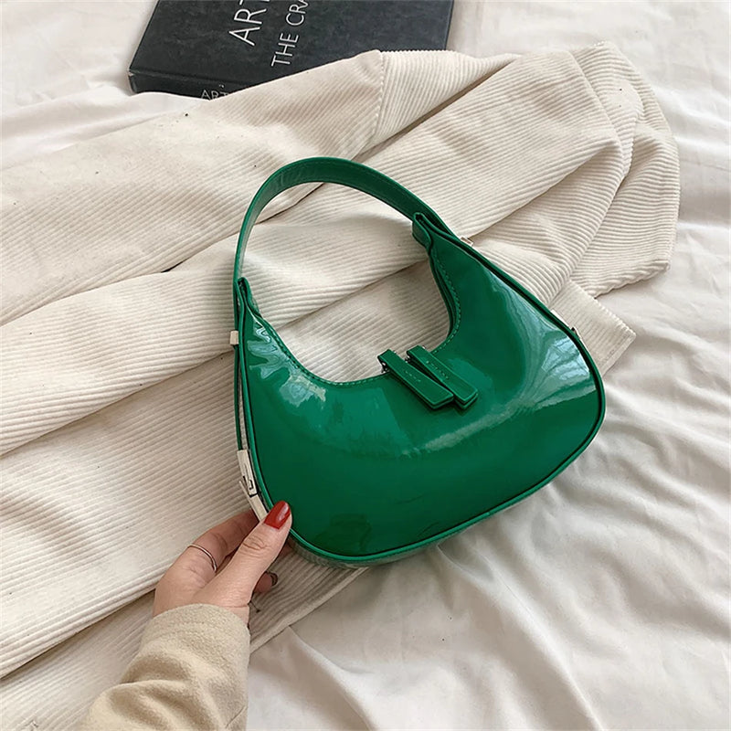 Circular Patent Leather Side Shoulder Bag for Women