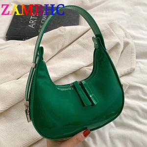 Circular Patent Leather Side Shoulder Bag for Women
