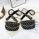 Canvas Chain Chest Bag Lady Belt Bag Purse Lipstick Bag