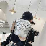 Rivet Bucket Bag Chain Tassel Crossbody Mini Purse Shoulder Bag