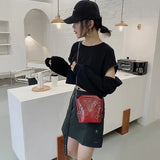 Rivet Bucket Bag Chain Tassel Crossbody Mini Purse Shoulder Bag