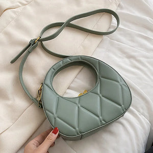 Half Moon Shoulder Bag PU Leather Crossbody Tote for Women