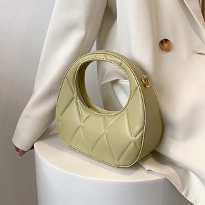 Half Moon Shoulder Bag PU Leather Crossbody Tote for Women