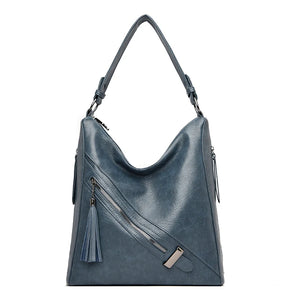 Soft Leather Ladies Messenger Bag High Capacity Tassel Handbag