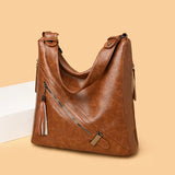 Soft Leather Ladies Messenger Bag High Capacity Tassel Handbag