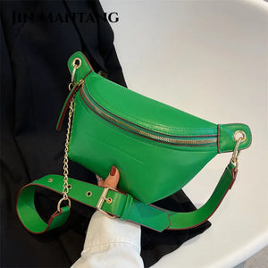 Casual PU Leather Chest Bag for Women Crossbody Waist Pack