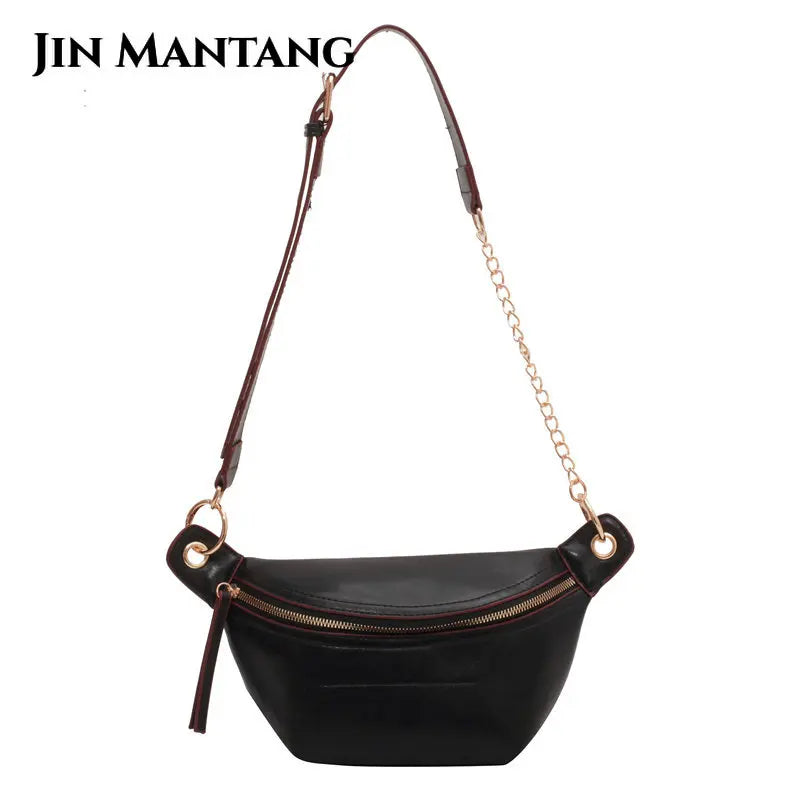 Casual PU Leather Chest Bag for Women Crossbody Waist Pack