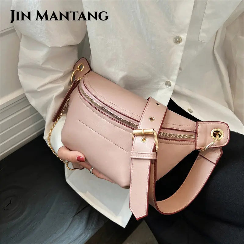 Casual PU Leather Chest Bag for Women Crossbody Waist Pack