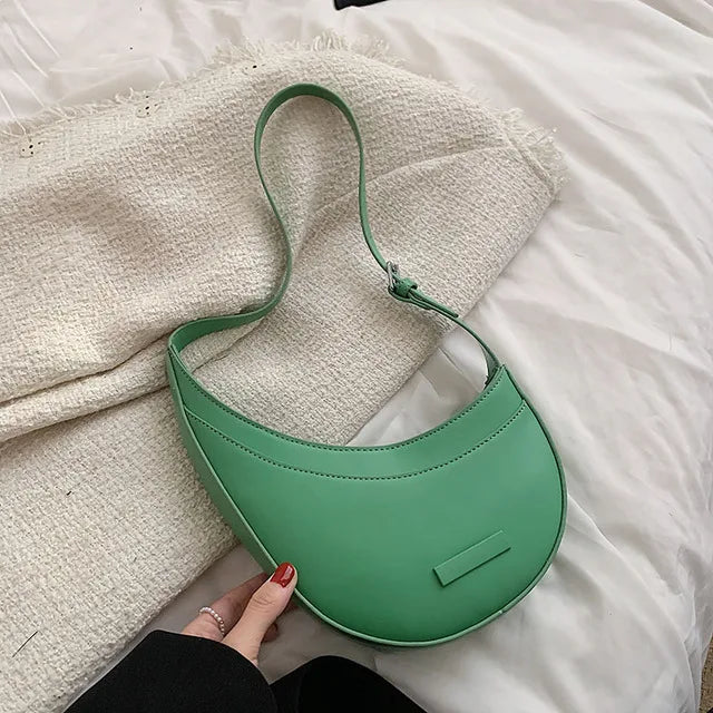 Spring PU Leather Handbags For Women Ladies Irregular Shoulder Half Moon