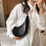 Spring PU Leather Handbags For Women Ladies Irregular Shoulder Half Moon