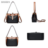 Plaid Leather Shoulder Crossbody Tote Bag for Women