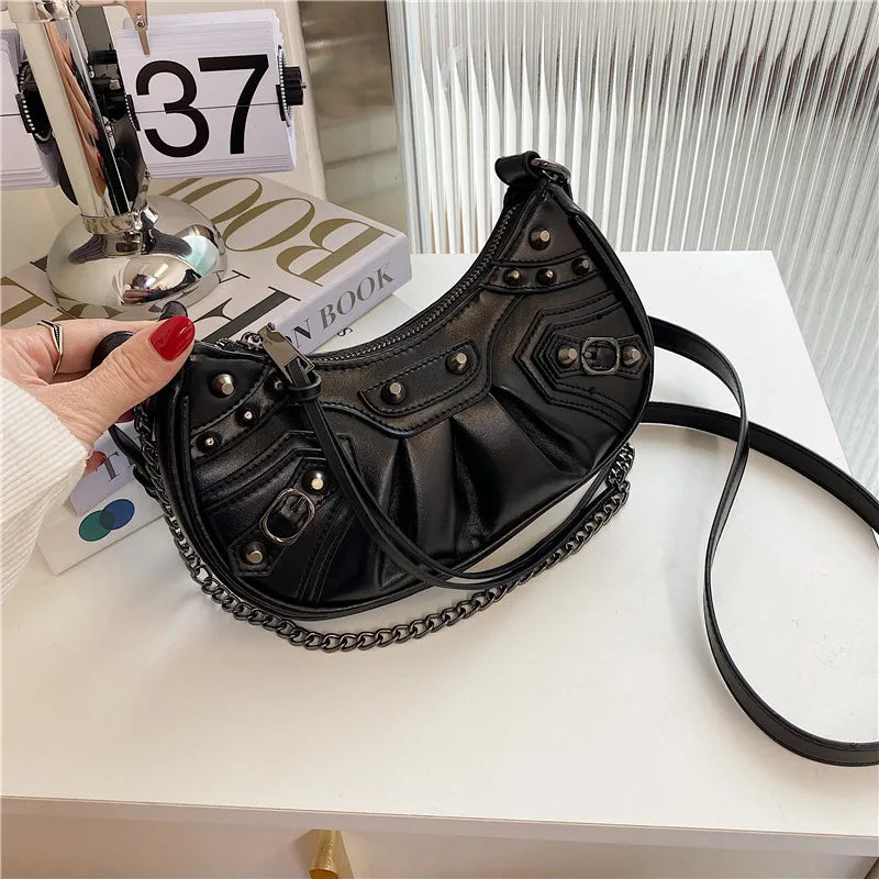 Rivet Shoulder Bag Purse Mini Crossbody Punk Style Female Handbag