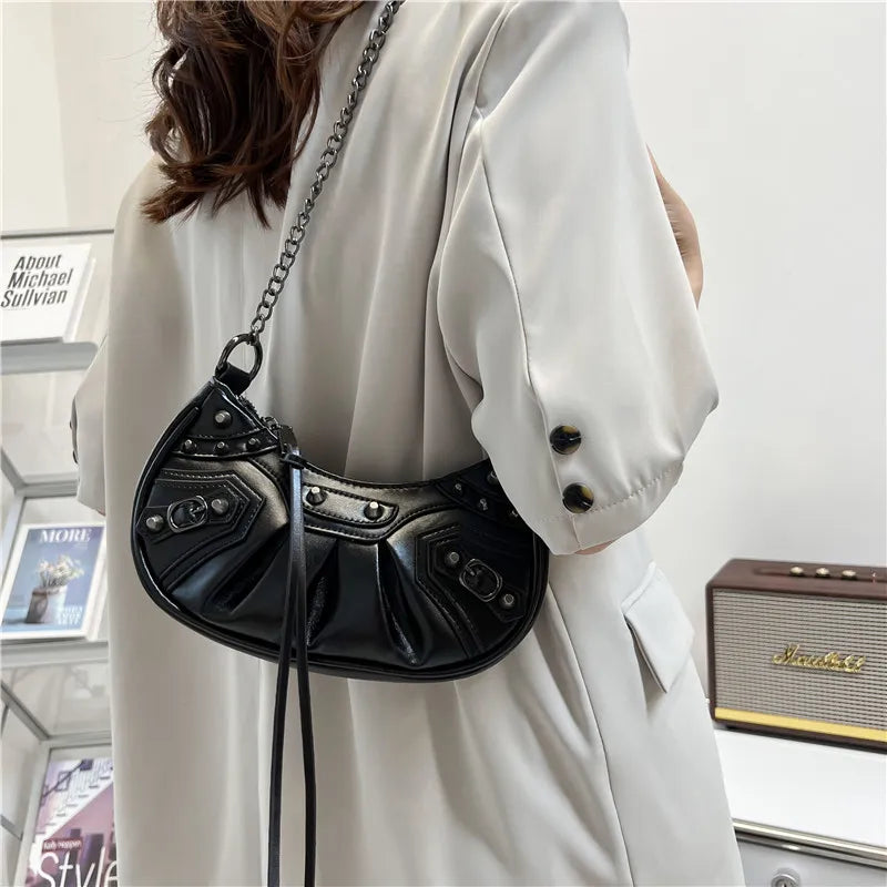 Rivet Shoulder Bag Purse Mini Crossbody Punk Style Female Handbag