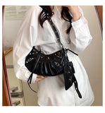 Rivet Half Moon Hobo Bag With Mini Purse - Punk Style Satchel Handbag