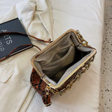 Snake Pattern Shoulder Bag Retro Crossbody Chain Handbag Satchel
