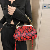Snake Pattern Shoulder Bag Retro Crossbody Chain Handbag Satchel