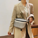Tassel Leather Waist Bag Rivet Desing Large Capacity Crossbody Chest Pack Purses