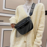 Tassel Leather Waist Bag Rivet Desing Large Capacity Crossbody Chest Pack Purses