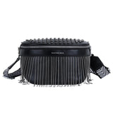 Tassel Leather Waist Bag Rivet Desing Large Capacity Crossbody Chest Pack Purses