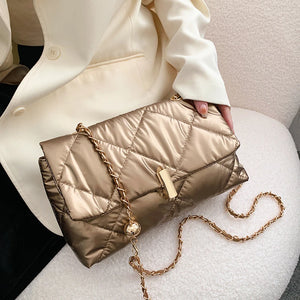 Soft Leather Chain Strap Shoulder Bag Flap Clutches Purse Crossbody Bag