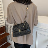 Soft Leather Chain Strap Shoulder Bag Flap Crossbody Purse