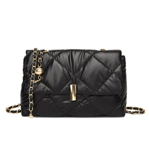 Soft Leather Chain Strap Shoulder Bag Flap Clutches Purse Crossbody Bag