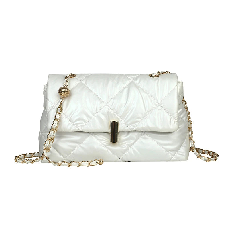 Soft Leather Chain Strap Shoulder Bag Flap Crossbody Purse