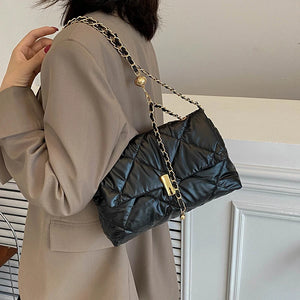 Soft Leather Chain Strap Shoulder Bag Flap Crossbody Purse