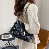 Soft Leather Chain Strap Shoulder Bag Flap Clutches Purse Crossbody Bag