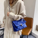 Soft Leather Chain Strap Shoulder Bag Flap Clutches Purse Crossbody Bag