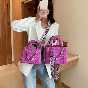 Quilted Crossbody Bag Small Square Leather Shoulder Handbag