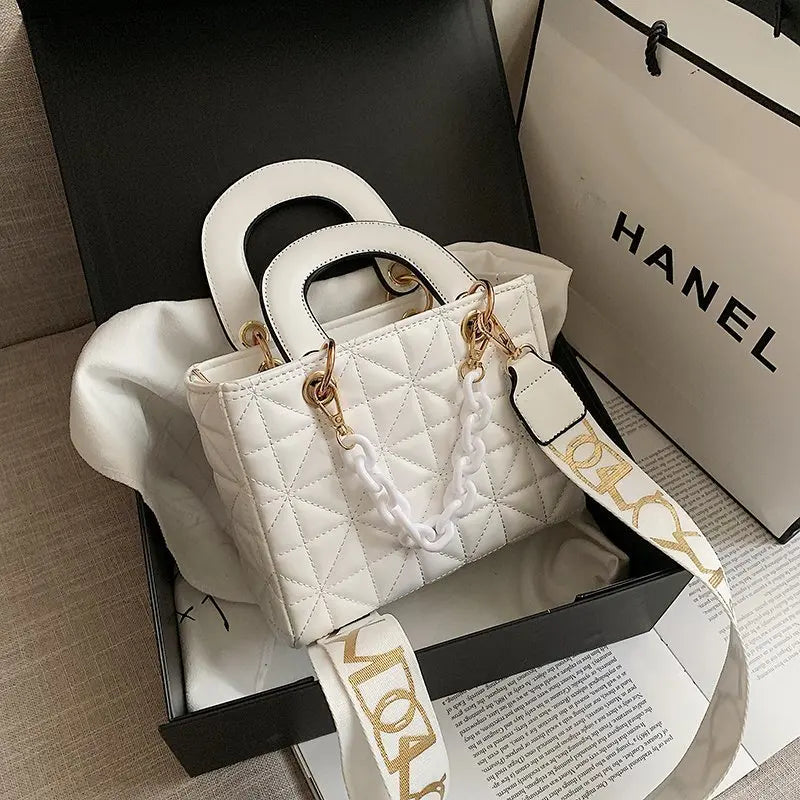 Quilted Crossbody Bag Small Square Leather Shoulder Handbag