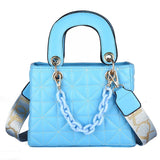Quilted Crossbody Bag Small Square Leather Shoulder Handbag