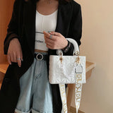 Quilted Crossbody Bag Small Square Leather Shoulder Handbag
