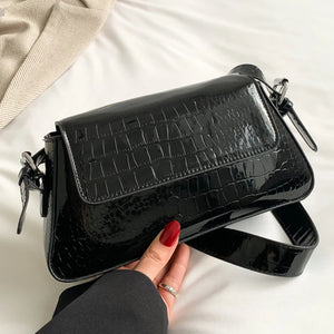 Women Crocodile Leather Shoulder Bag Armpit Handbag Crossbody Evening Clutch