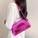 Women Crocodile Leather Shoulder Bag Armpit Handbag Crossbody Evening Clutch