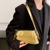 Women Crocodile Leather Shoulder Bag Armpit Handbag Crossbody Evening Clutch