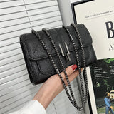 Leather Chain Crossbody Bag Women Handbag Small Tote Purse Shoulder Bag