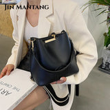 Women Messenger Bucket Bag Retro Handbag